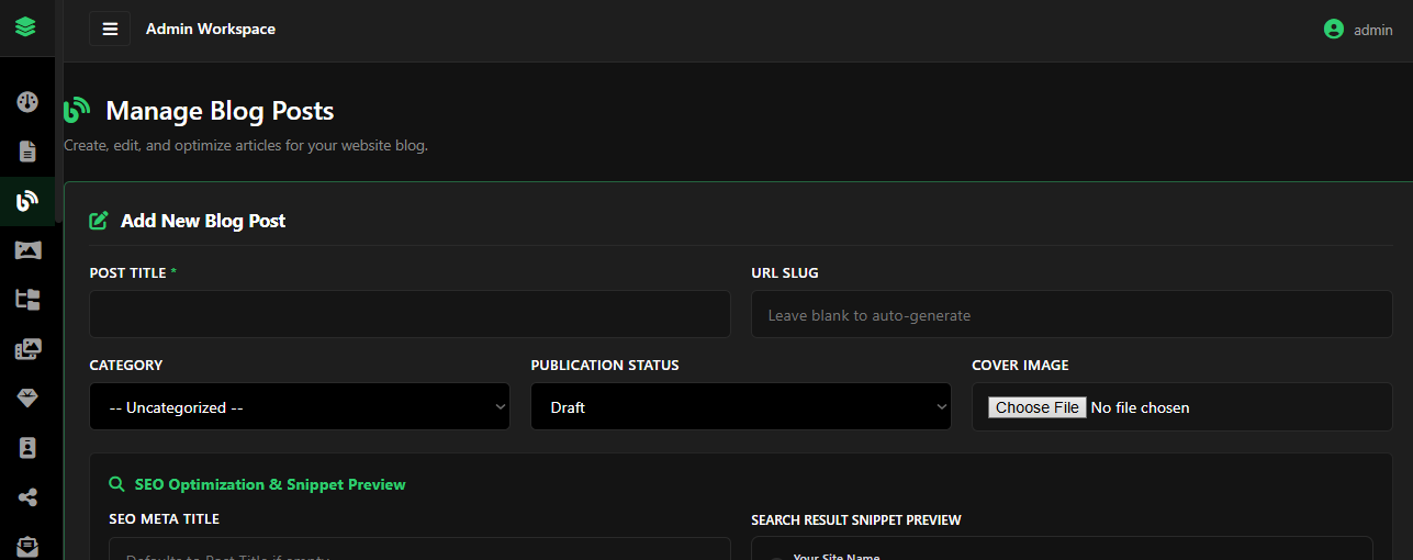 Easy company blog and article publishing tool